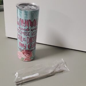 Floral Insulated Tumbler with Straw